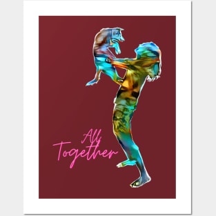 All Together (woman lifting doggie) Posters and Art